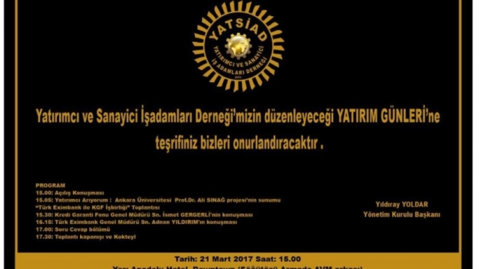 Yatırım günleri etkinliğimiz 21 mart'ta