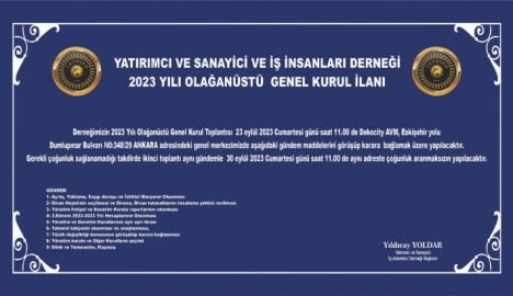 2023 yılı Olağanüstü Genel Kurul İlanı
