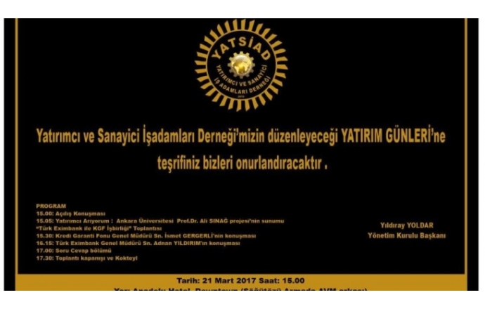 Yatırım günleri etkinliğimiz 21 mart'ta